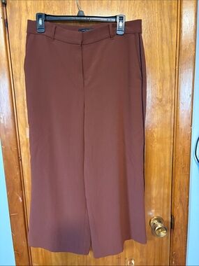 Ann Taylor Wide-Leg Work Pants in Deep Brown